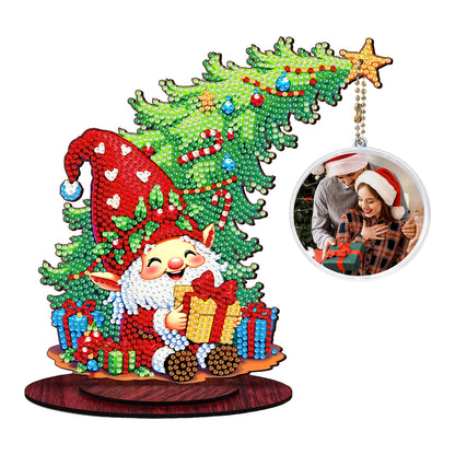 Santa Goblin Photo Xmas Tree DIY 2D Wooden Desktop Diamond Art Kit Home Decor(T)