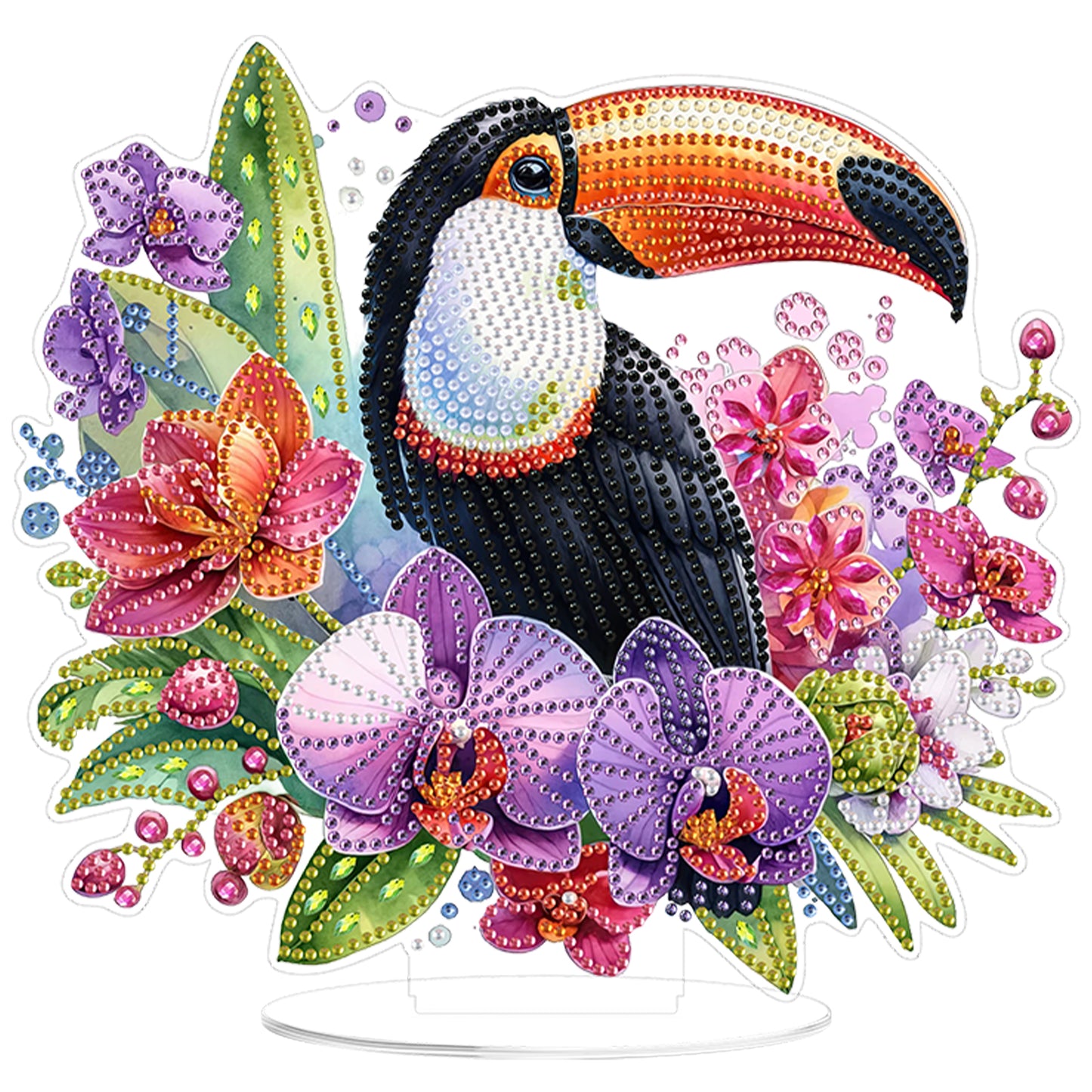 2D Flat DIY Bird and Flowers Acrylic Diamond Painting Tabletop Ornaments Kit