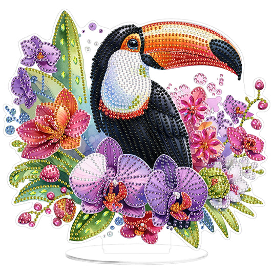 2D Flat DIY Bird and Flowers Acrylic Diamond Painting Tabletop Ornaments Kit