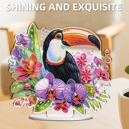 2D Flat DIY Bird and Flowers Acrylic Diamond Painting Tabletop Ornaments Kit