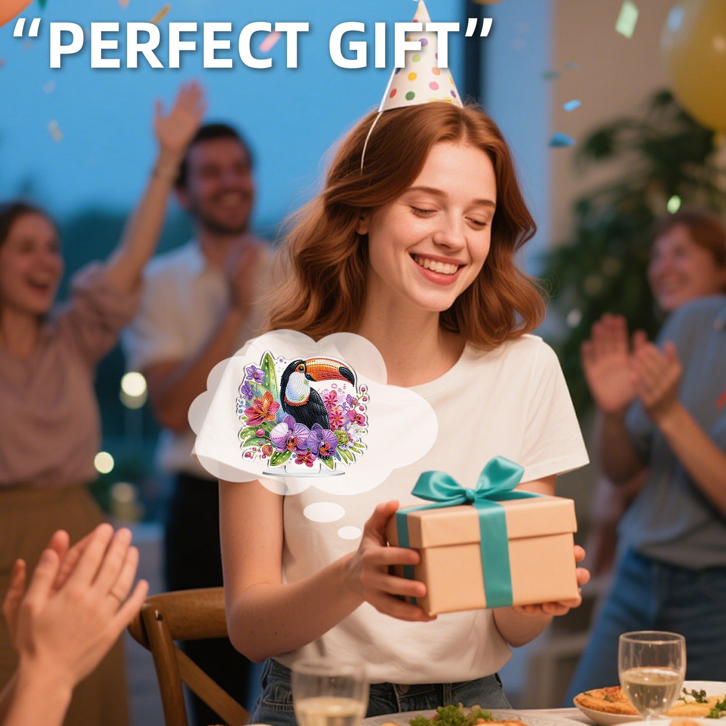 2D Flat DIY Bird and Flowers Acrylic Diamond Painting Tabletop Ornaments Kit