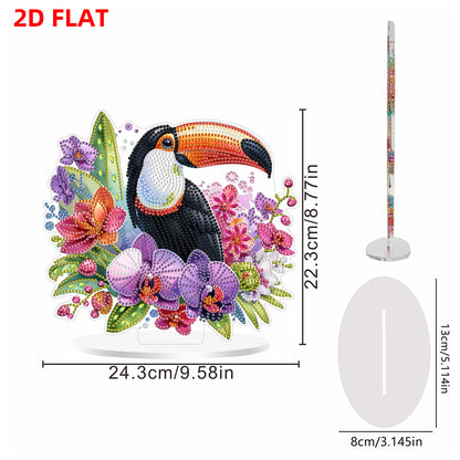 2D Flat DIY Bird and Flowers Acrylic Diamond Painting Tabletop Ornaments Kit