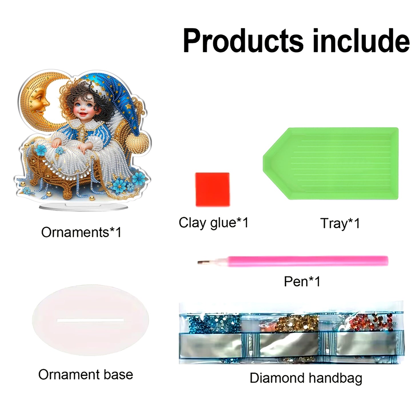 2D Flat DIY Sleeping Baby Acrylic Diamond Painting Tabletop Ornaments Kit Gifts