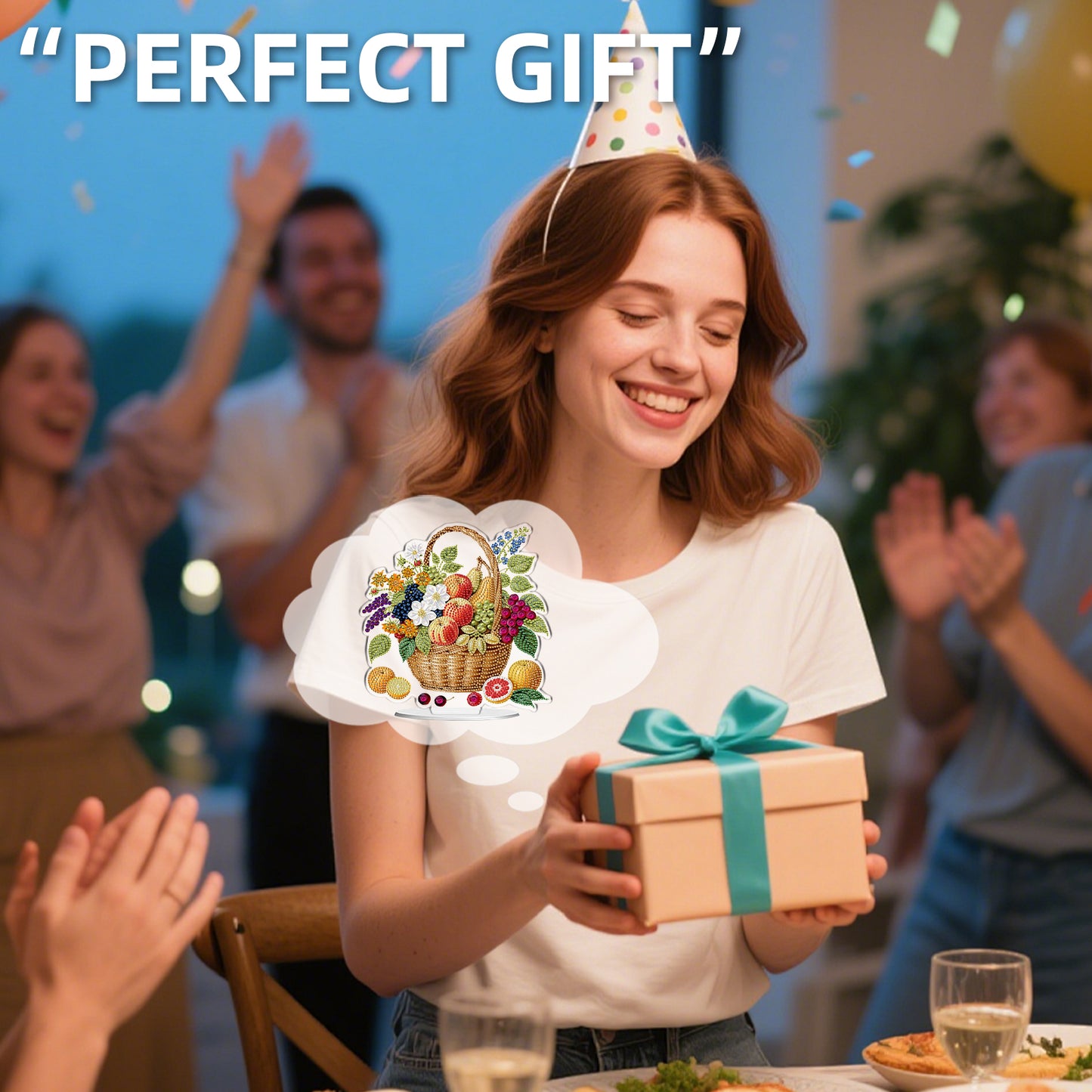 2D Flat DIY Fruit Basket Acrylic Diamond Painting Tabletop Ornaments Kit Gifts