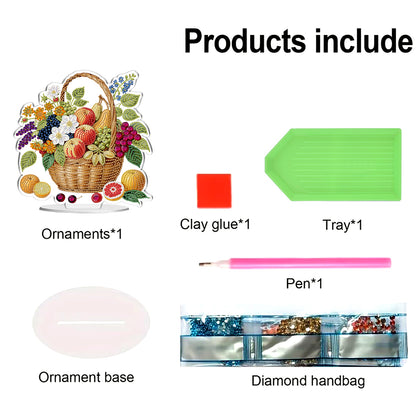 2D Flat DIY Fruit Basket Acrylic Diamond Painting Tabletop Ornaments Kit Gifts
