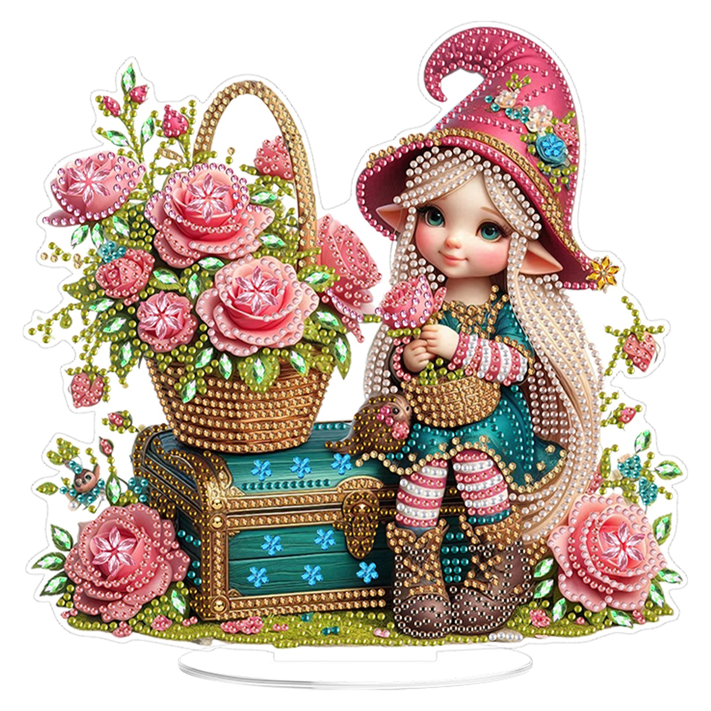 2D Flat DIY Fairy and Flowers Acrylic Diamond Painting Tabletop Ornaments Kit