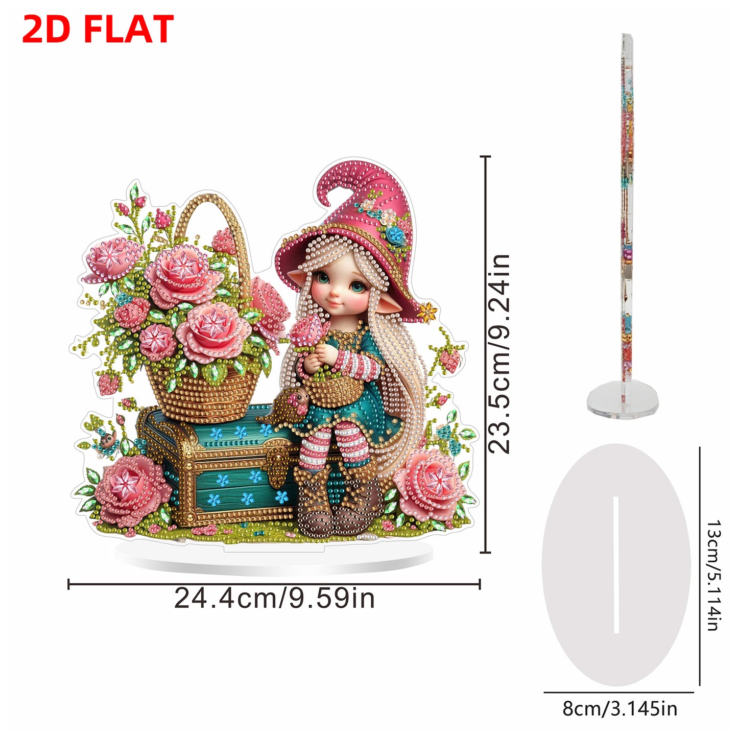 2D Flat DIY Fairy and Flowers Acrylic Diamond Painting Tabletop Ornaments Kit