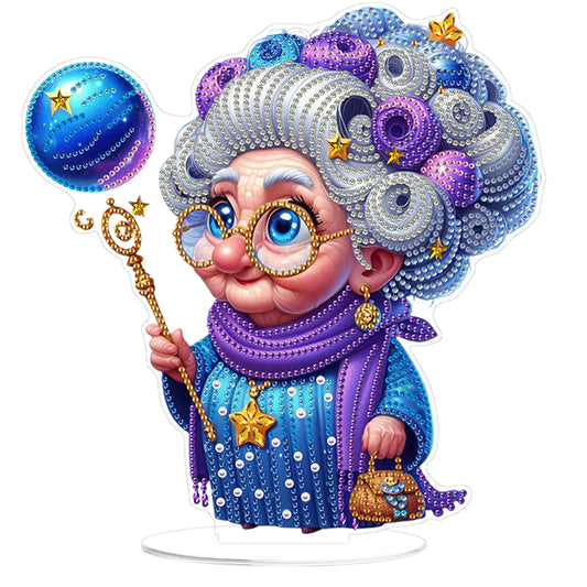2D Flat DIY Magic Grandma Acrylic Diamond Painting Tabletop Ornaments Kit Gifts