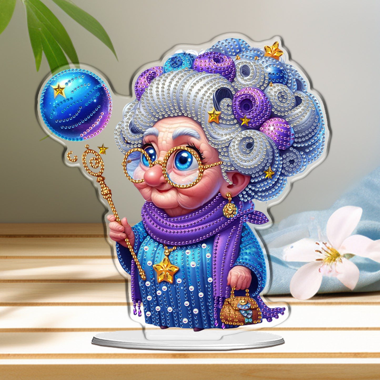 2D Flat DIY Magic Grandma Acrylic Diamond Painting Tabletop Ornaments Kit Gifts