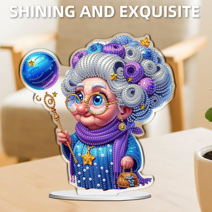 2D Flat DIY Magic Grandma Acrylic Diamond Painting Tabletop Ornaments Kit Gifts