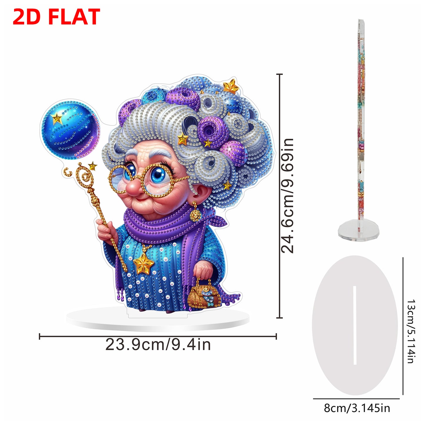 2D Flat DIY Magic Grandma Acrylic Diamond Painting Tabletop Ornaments Kit Gifts