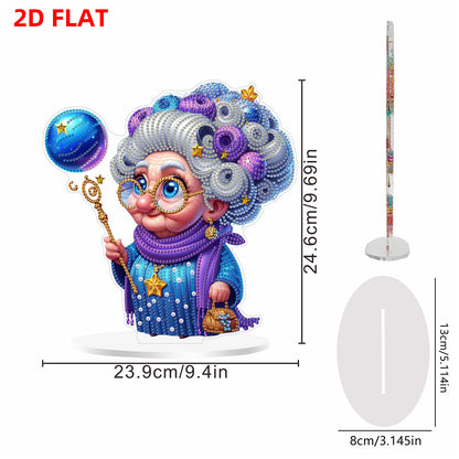 2D Flat DIY Magic Grandma Acrylic Diamond Painting Tabletop Ornaments Kit Gifts