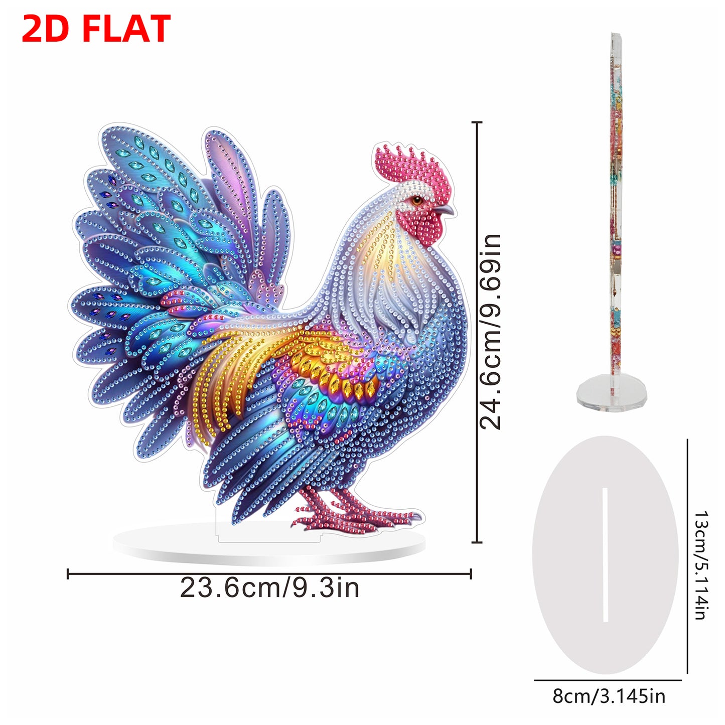 2D Flat DIY Chicken Acrylic Diamond Painting Tabletop Ornaments Kit Home Decor