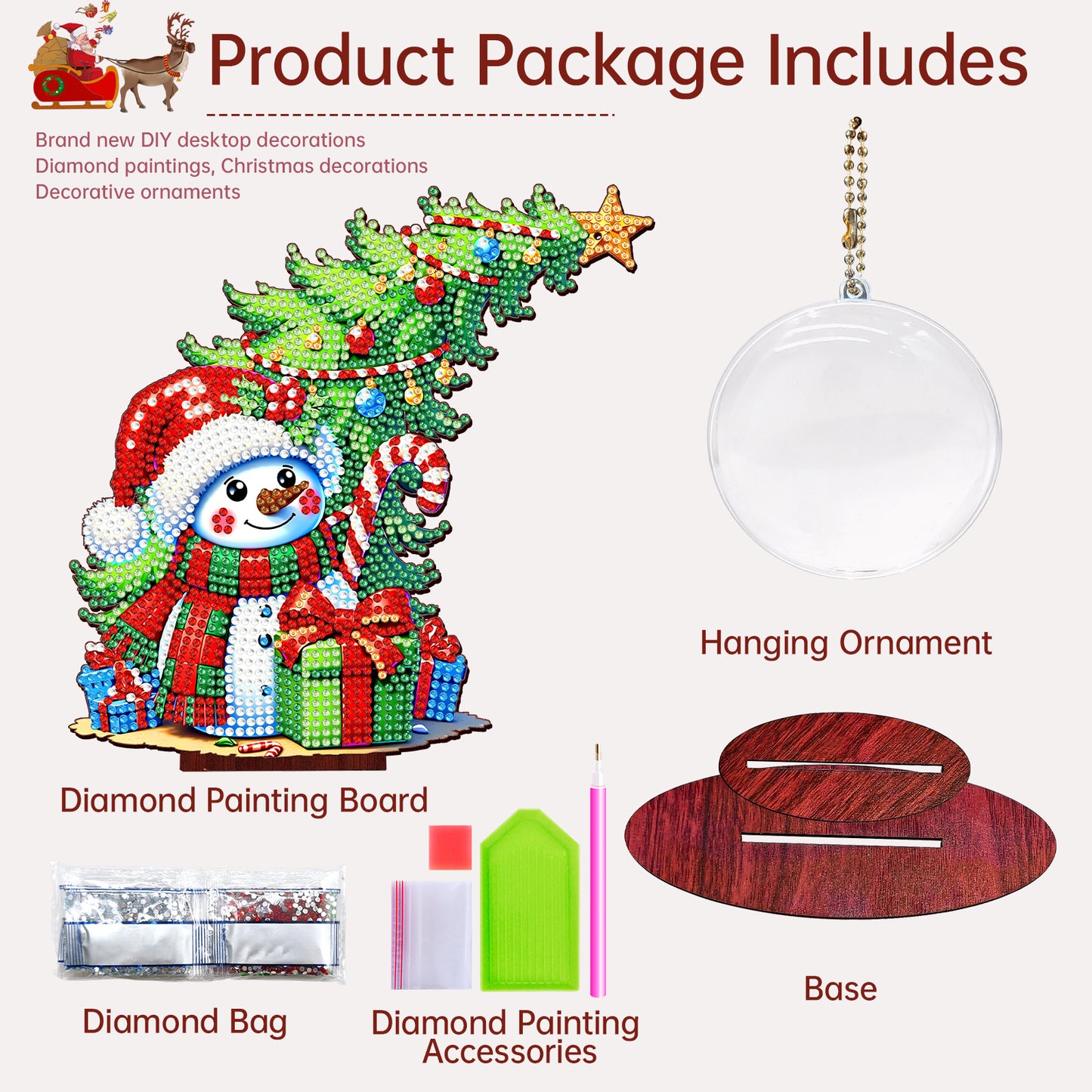 Photo Christmas Tree 5D DIY Diamond Art Tabletop Wood Decorations Ornament Kits