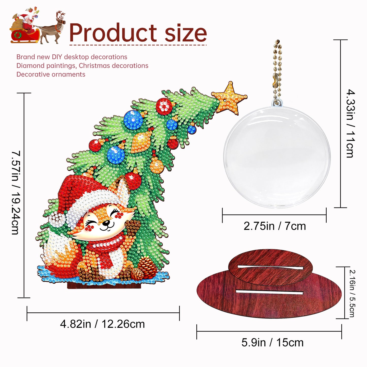 Photo Christmas Tree 5D DIY Diamond Art Tabletop Wood Decorations Ornament Kits