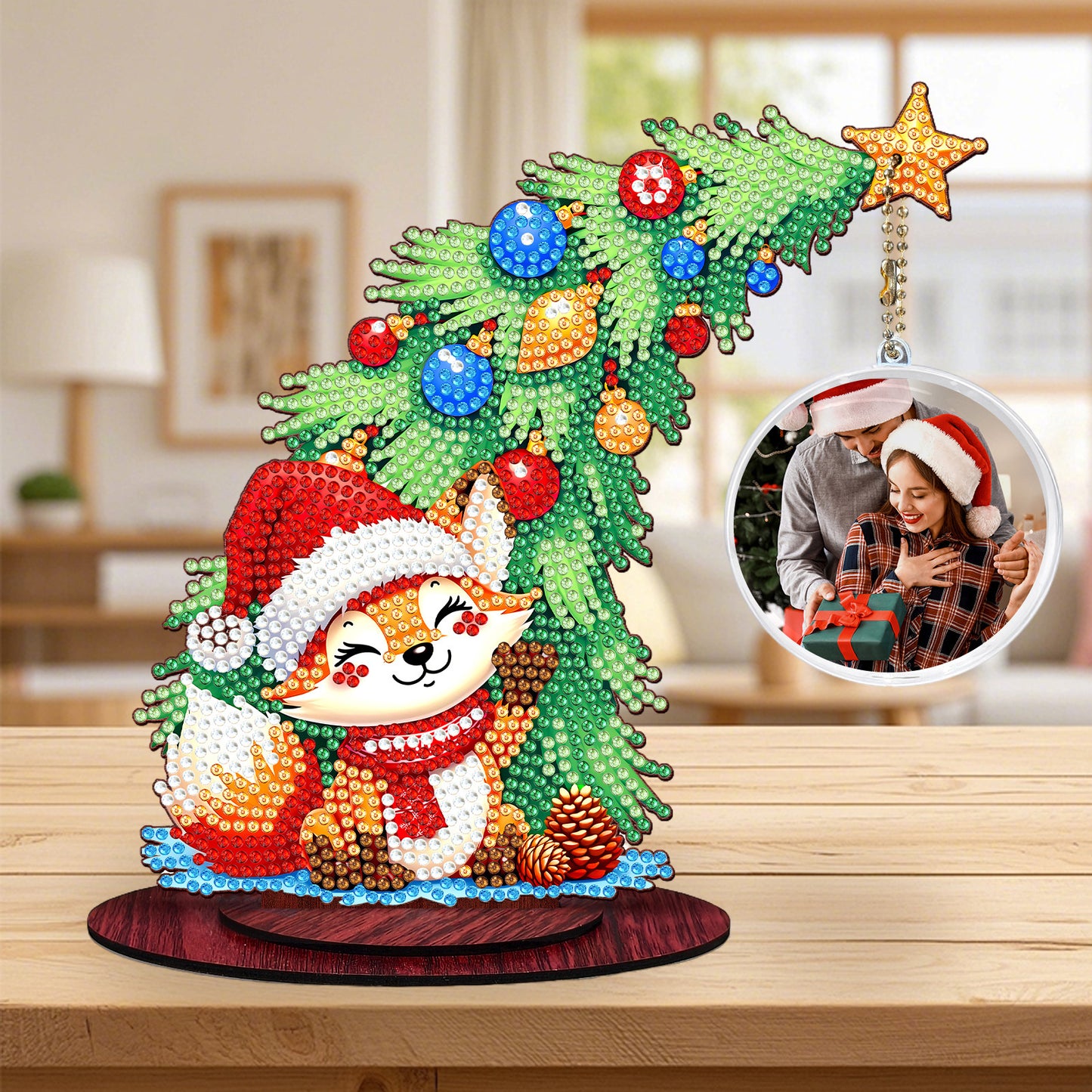 Photo Christmas Tree 5D DIY Diamond Art Tabletop Wood Decorations Ornament Kits