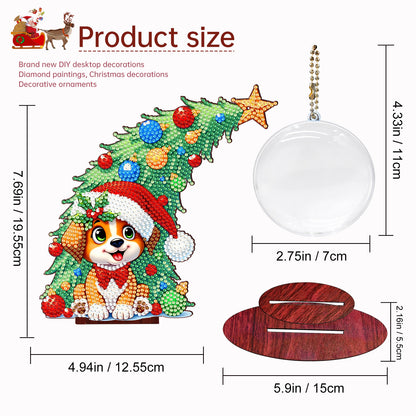 Dog Photo Xmas Tree 5D DIY Diamond Art Tabletop Wood Decoration Ornament Kit
