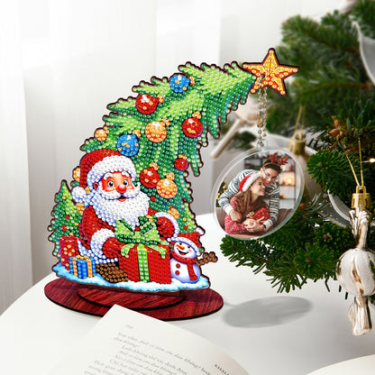 Santa Claus Photo Xmas Tree 5D DIY Diamond Art Tabletop Wood Decoration Ornament