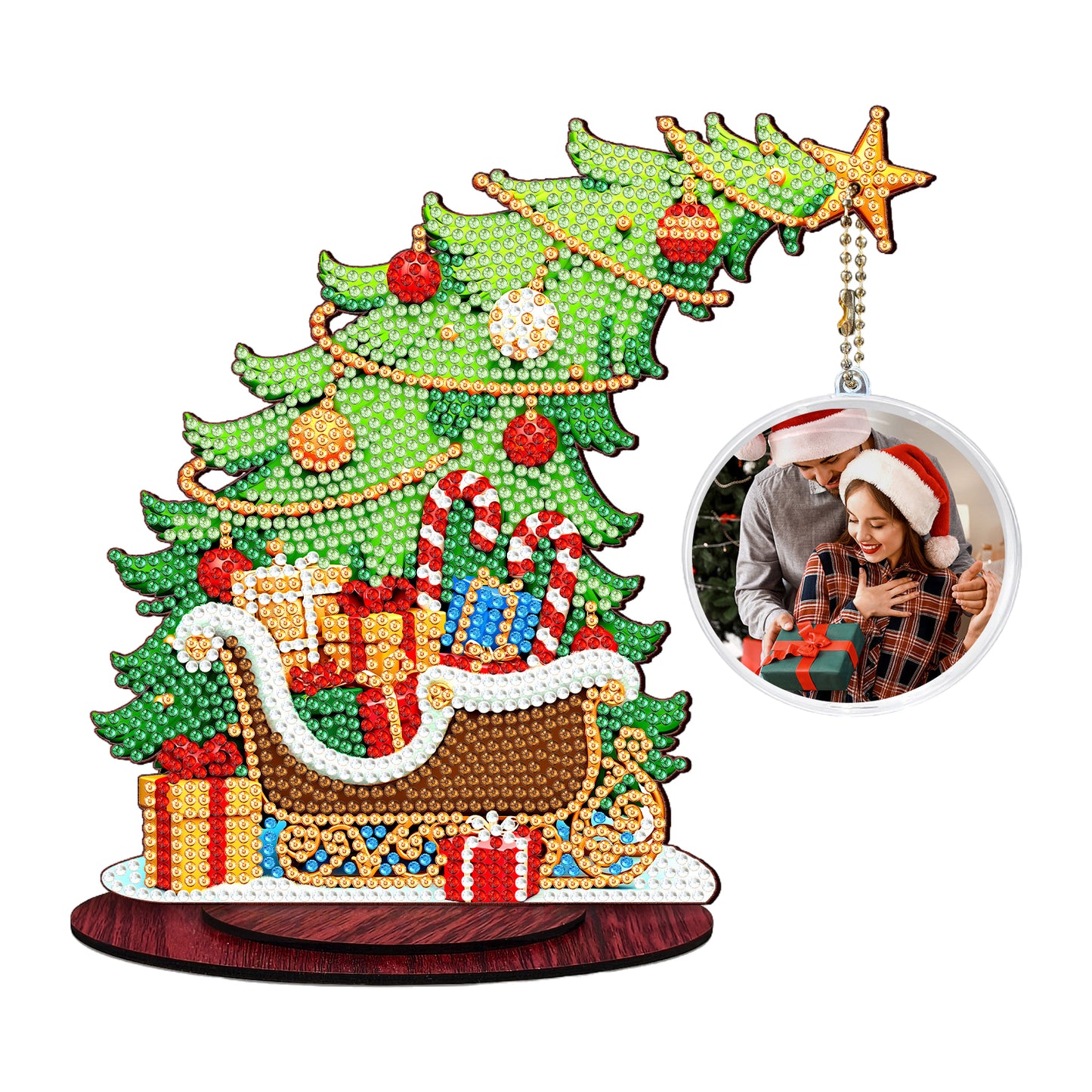 Photo Christmas Tree 5D DIY Diamond Art Tabletop Wood Decorations Ornament Kits