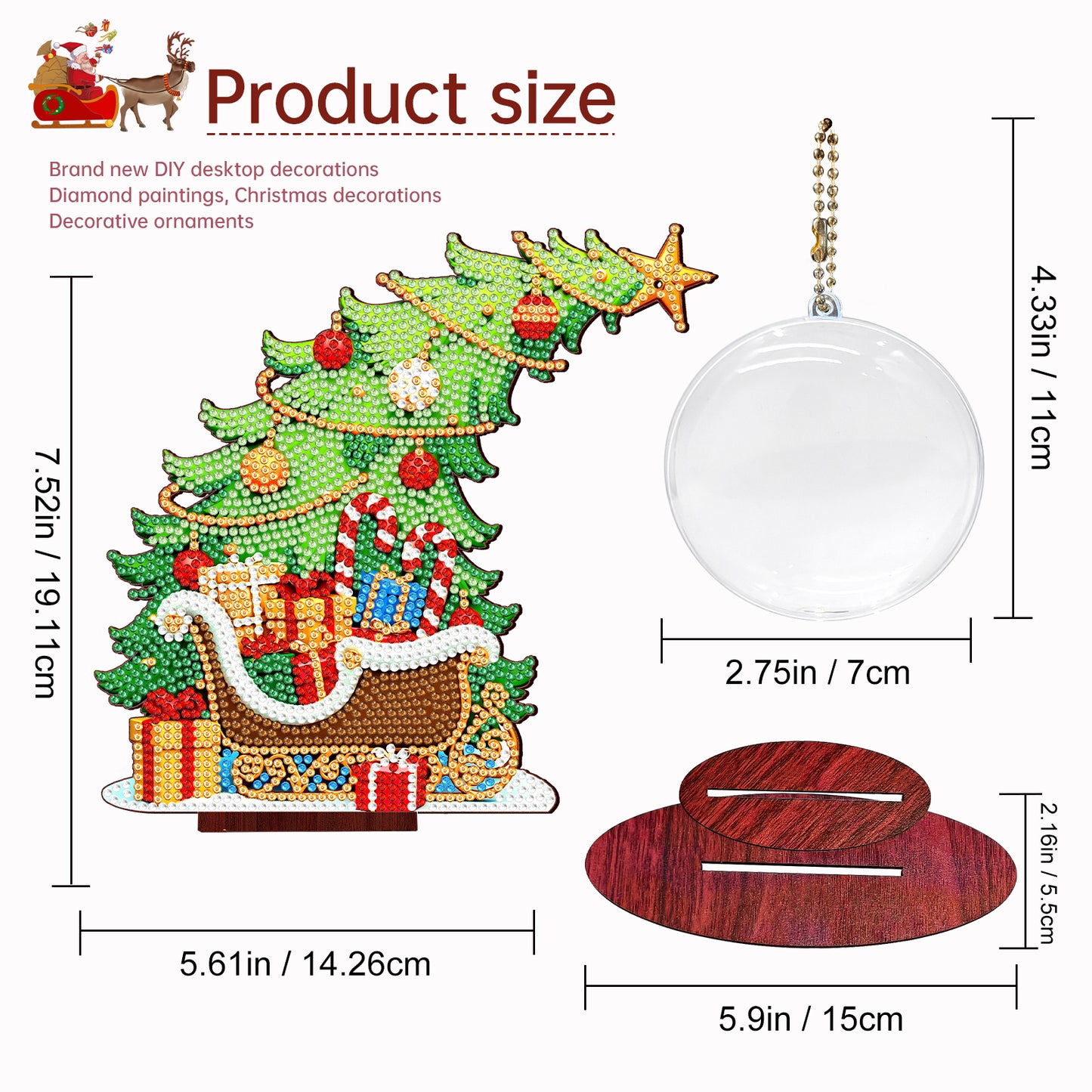 Photo Christmas Tree 5D DIY Diamond Art Tabletop Wood Decorations Ornament Kits