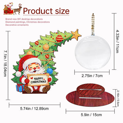 Santa Claus Photo Xmas Tree 5D DIY Diamond Art Tabletop Wood Decoration Ornament