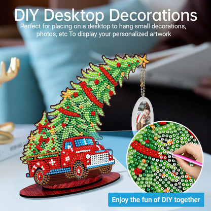Photo Christmas Tree 5D DIY Diamond Art Tabletop Wood Decorations Ornament Kits