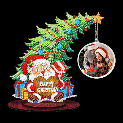 Santa Claus Photo Xmas Tree 5D DIY Diamond Art Tabletop Wood Decoration Ornament