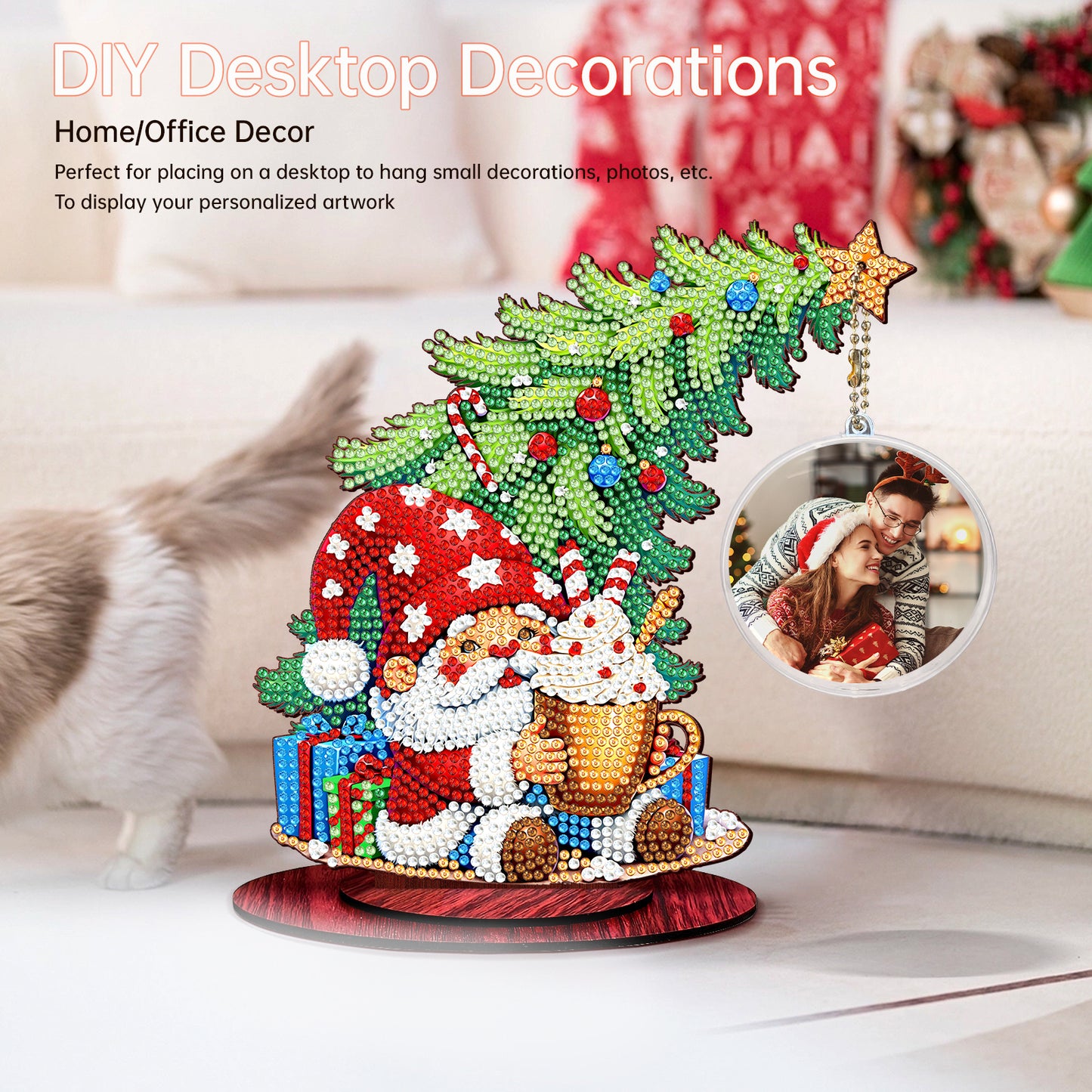 Photo Christmas Tree 5D DIY Diamond Art Tabletop Wood Decorations Ornament Kits