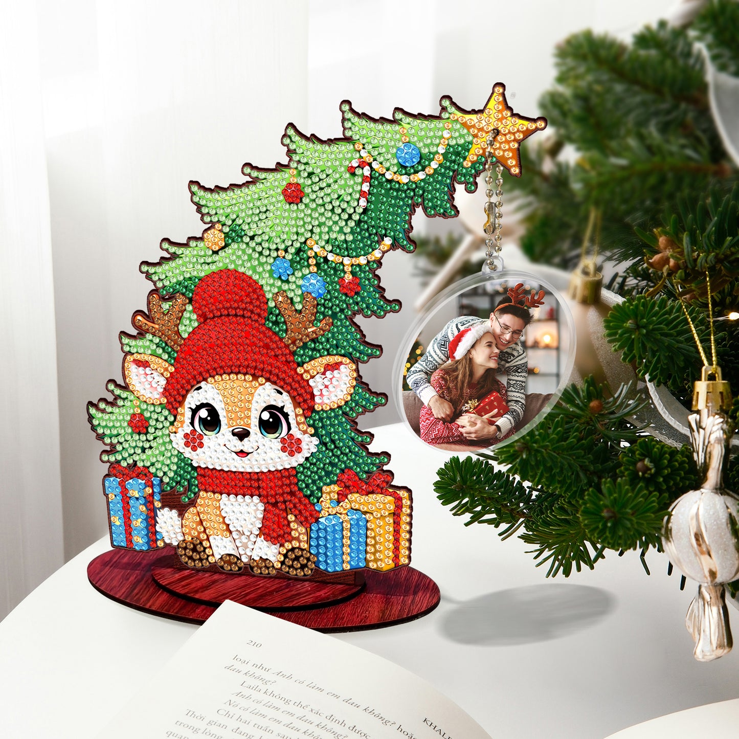 Photo Christmas Tree 5D DIY Diamond Art Tabletop Wood Decorations Ornament Kits