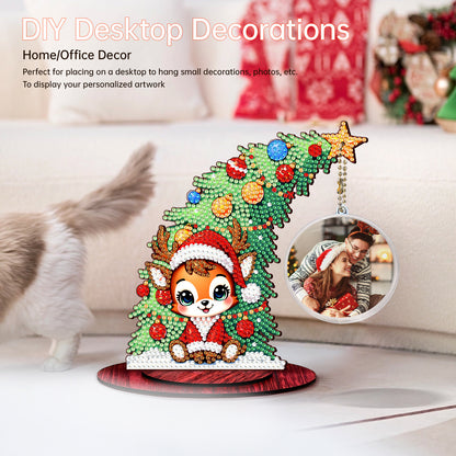 Photo Christmas Tree 5D DIY Diamond Art Tabletop Wood Decorations Ornament Kits