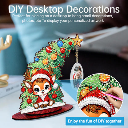 Photo Christmas Tree 5D DIY Diamond Art Tabletop Wood Decorations Ornament Kits