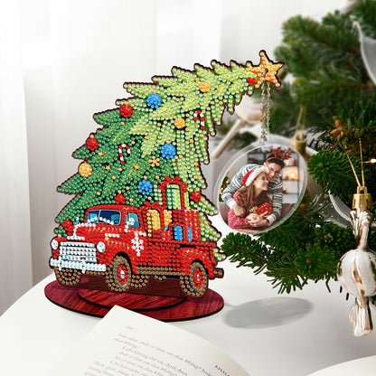 Photo Christmas Tree 5D DIY Diamond Art Tabletop Wood Decorations Ornament Kits