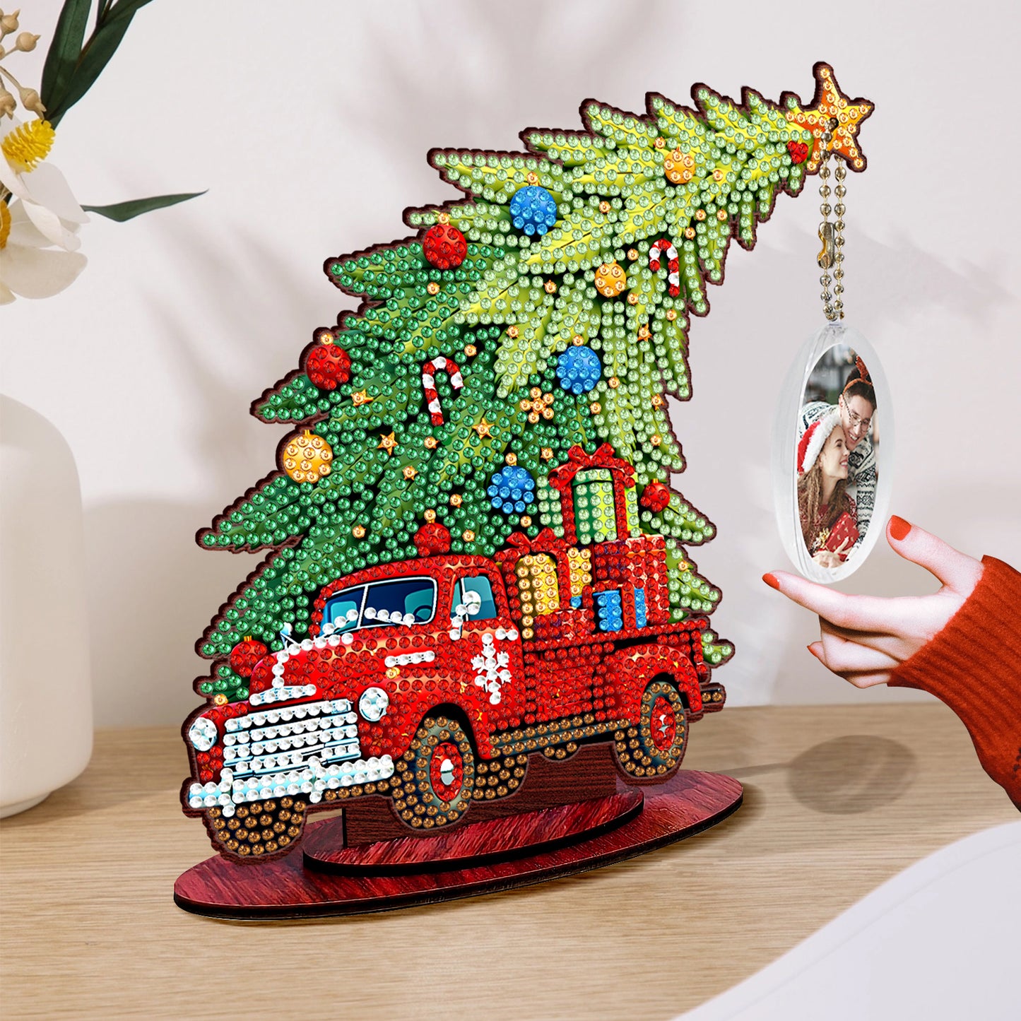 Photo Christmas Tree 5D DIY Diamond Art Tabletop Wood Decorations Ornament Kits