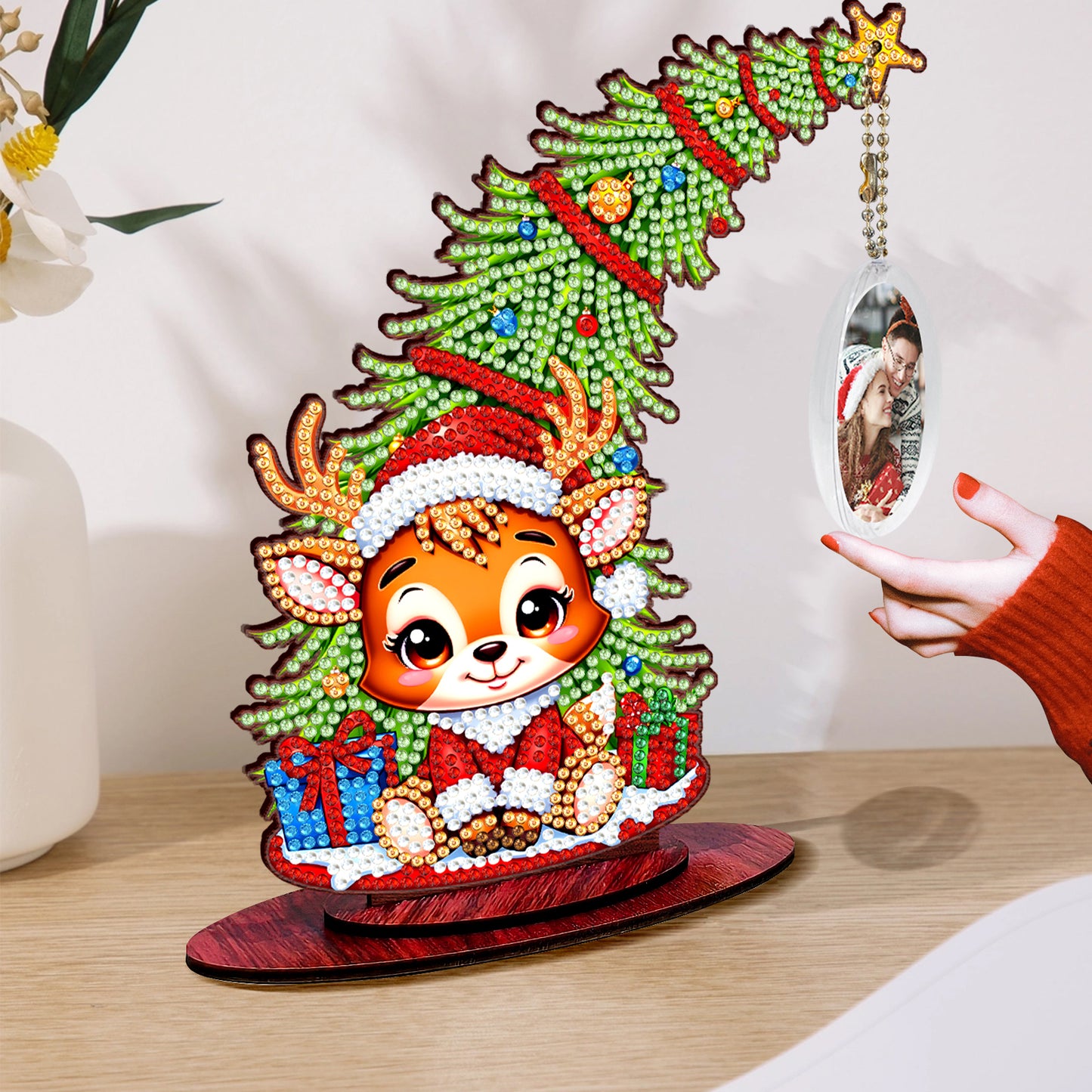 Photo Christmas Tree 5D DIY Diamond Art Tabletop Wood Decorations Ornament Kits