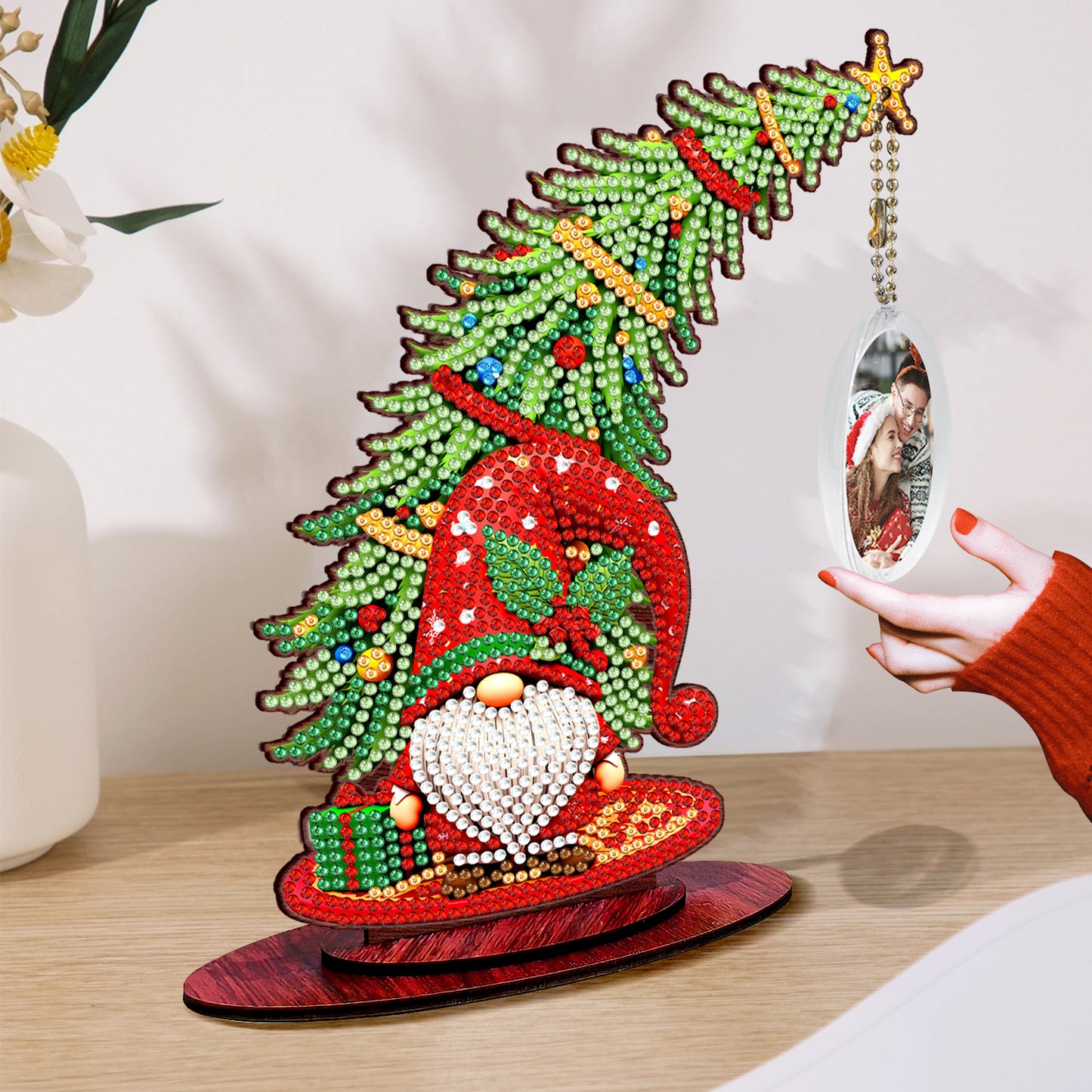 Photo Christmas Tree 5D DIY Diamond Art Tabletop Wood Decorations Ornament Kits