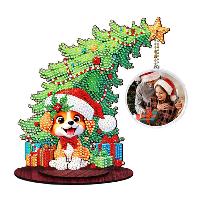 Dog Photo Xmas Tree 5D DIY Diamond Art Tabletop Wood Decoration Ornament Kit