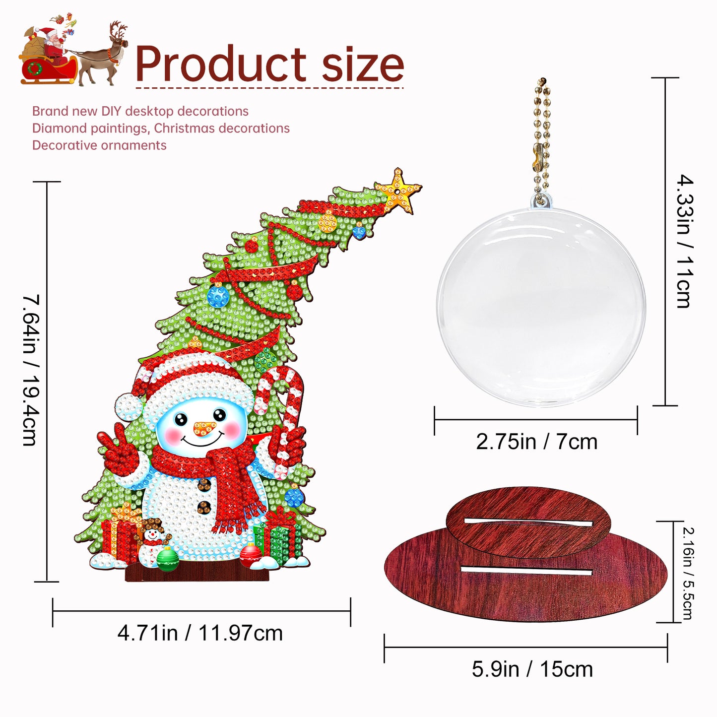Photo Christmas Tree 5D DIY Diamond Art Tabletop Wood Decorations Ornament Kits