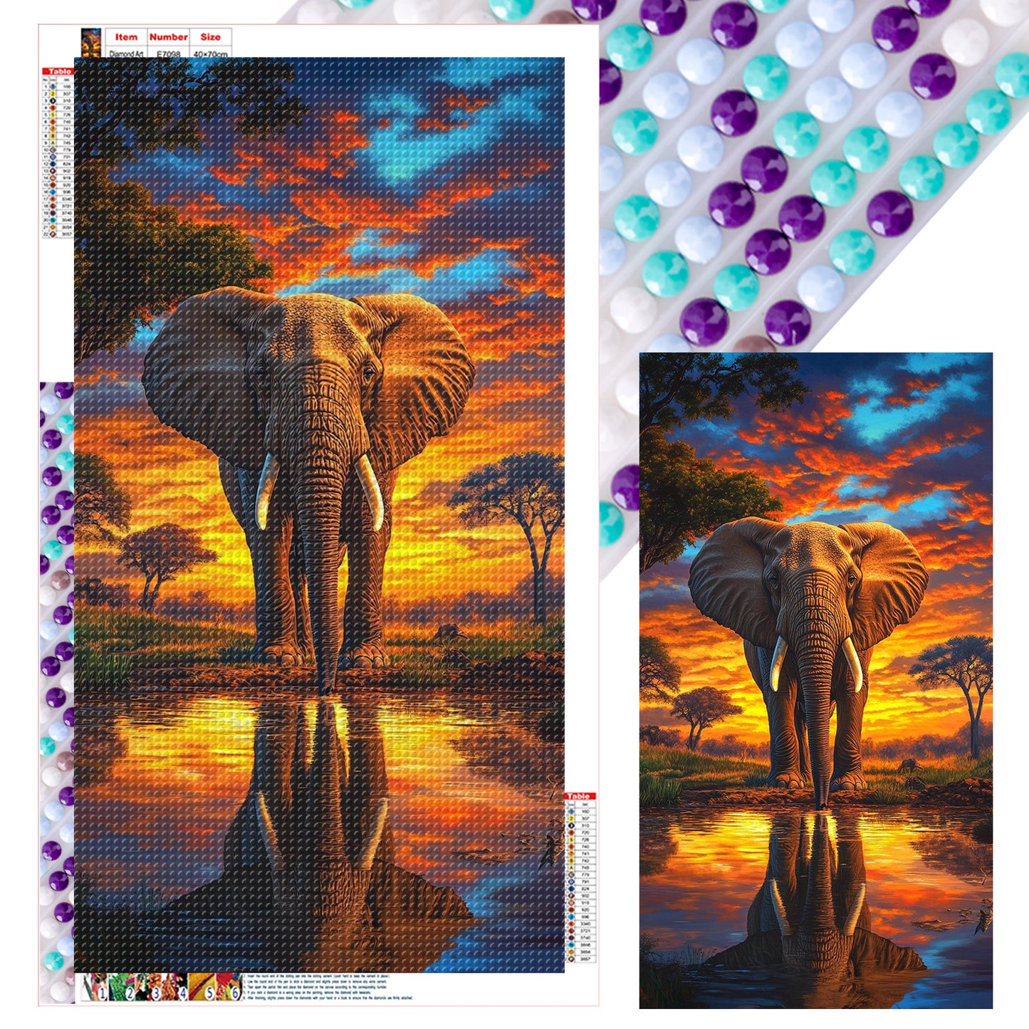Elephant - Full Round Drill Diamond Painting 40*70CM