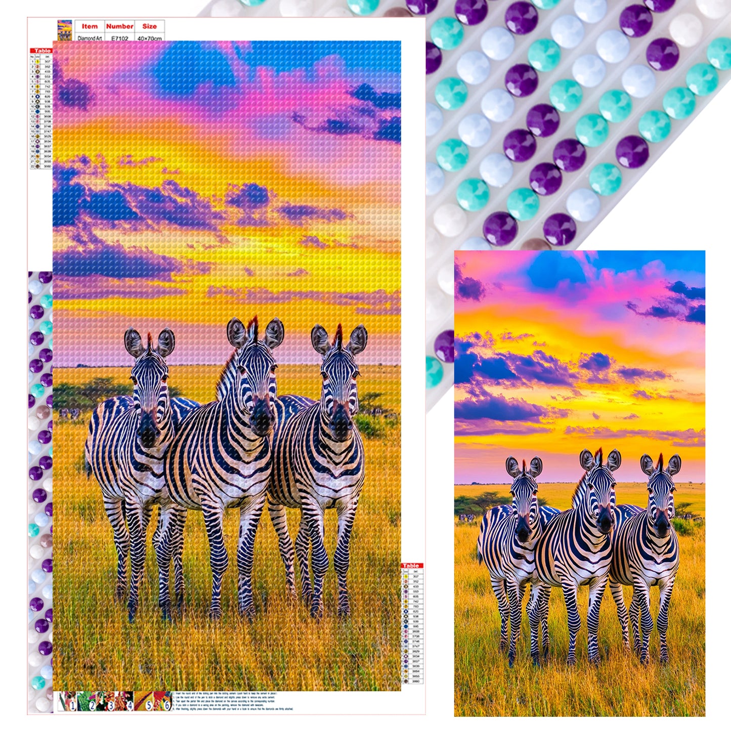 Zebra - Full Round Drill Diamond Painting 40*70CM