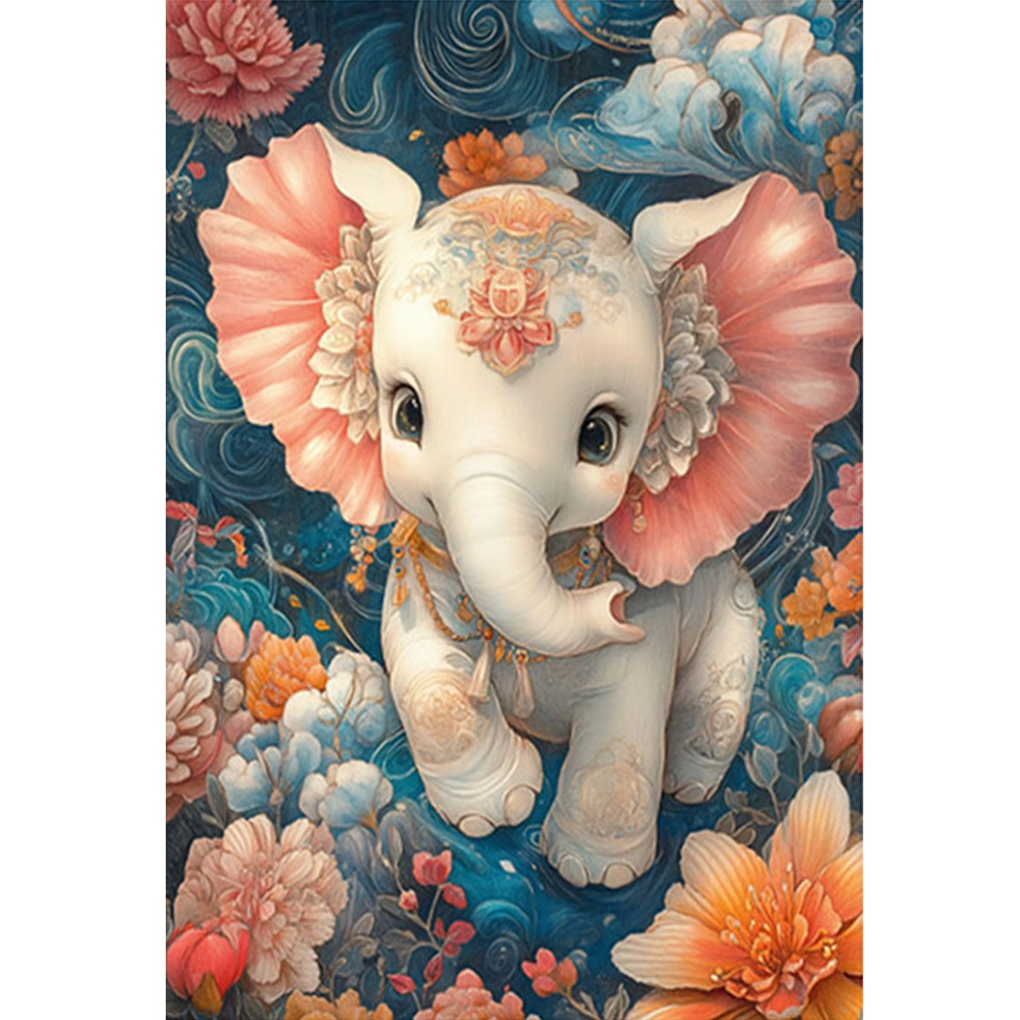 Auspicious Elephant - 11CT Stamped Cross Stitch 50*70CM (Mona Lisa Brand)