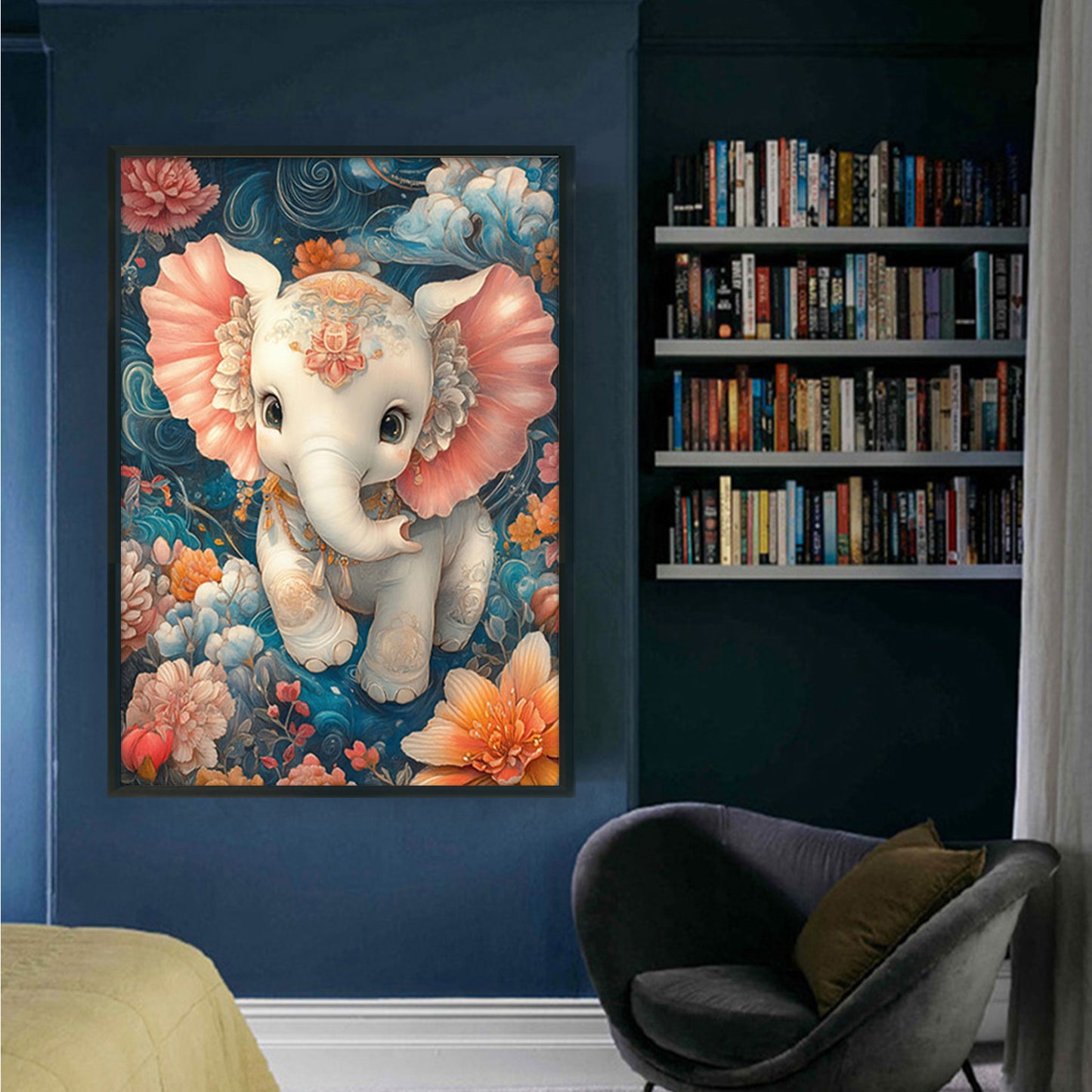 Auspicious Elephant - 11CT Stamped Cross Stitch 50*70CM (Mona Lisa Brand)