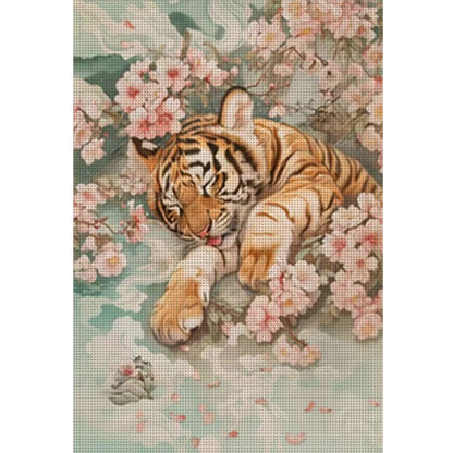Peach Blossom Tiger - 11CT Stamped Cross Stitch 50*70CM (Mona Lisa Brand)