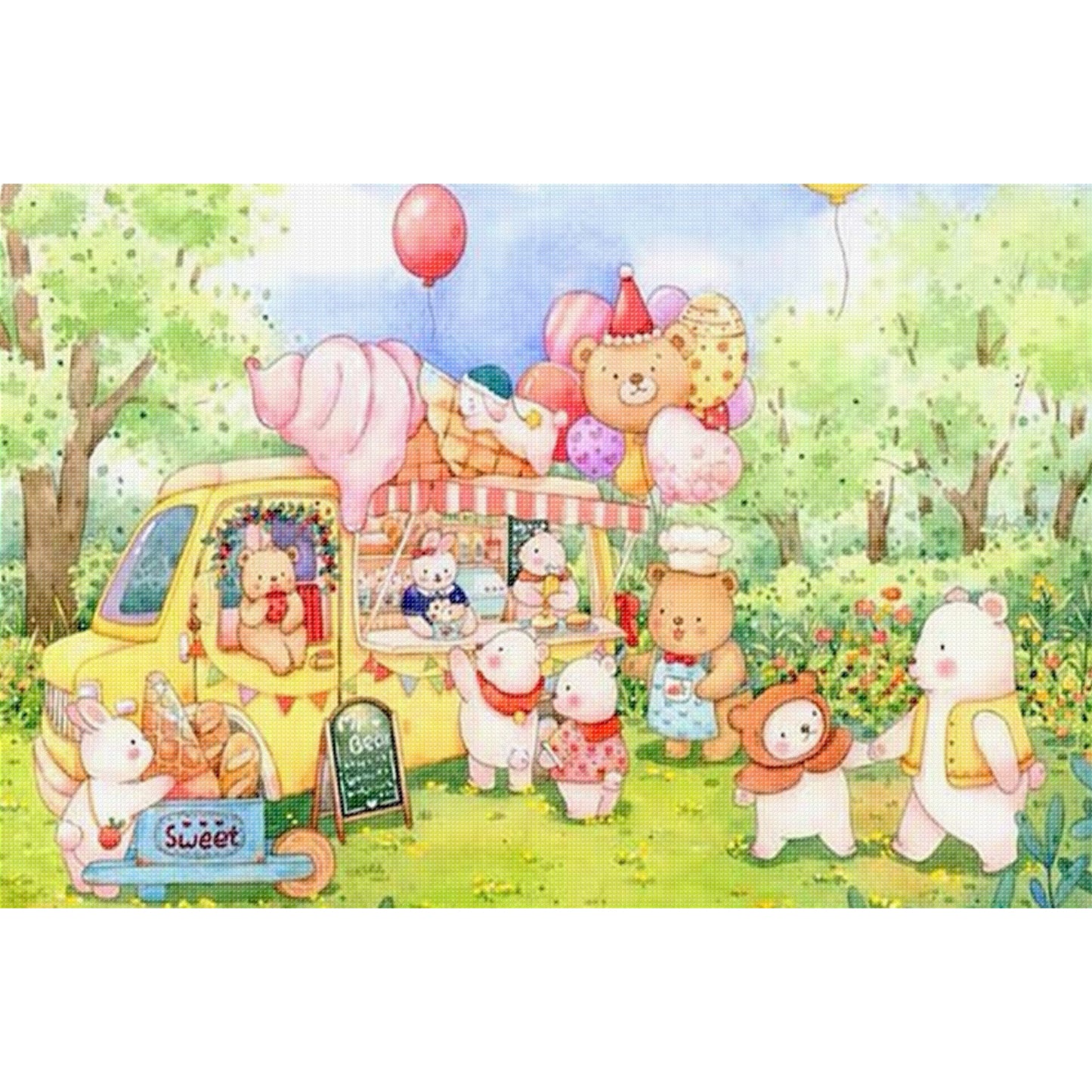Little White Bear Paradise - 11CT Stamped Cross Stitch 80*50CM (Mona Lisa Brand)