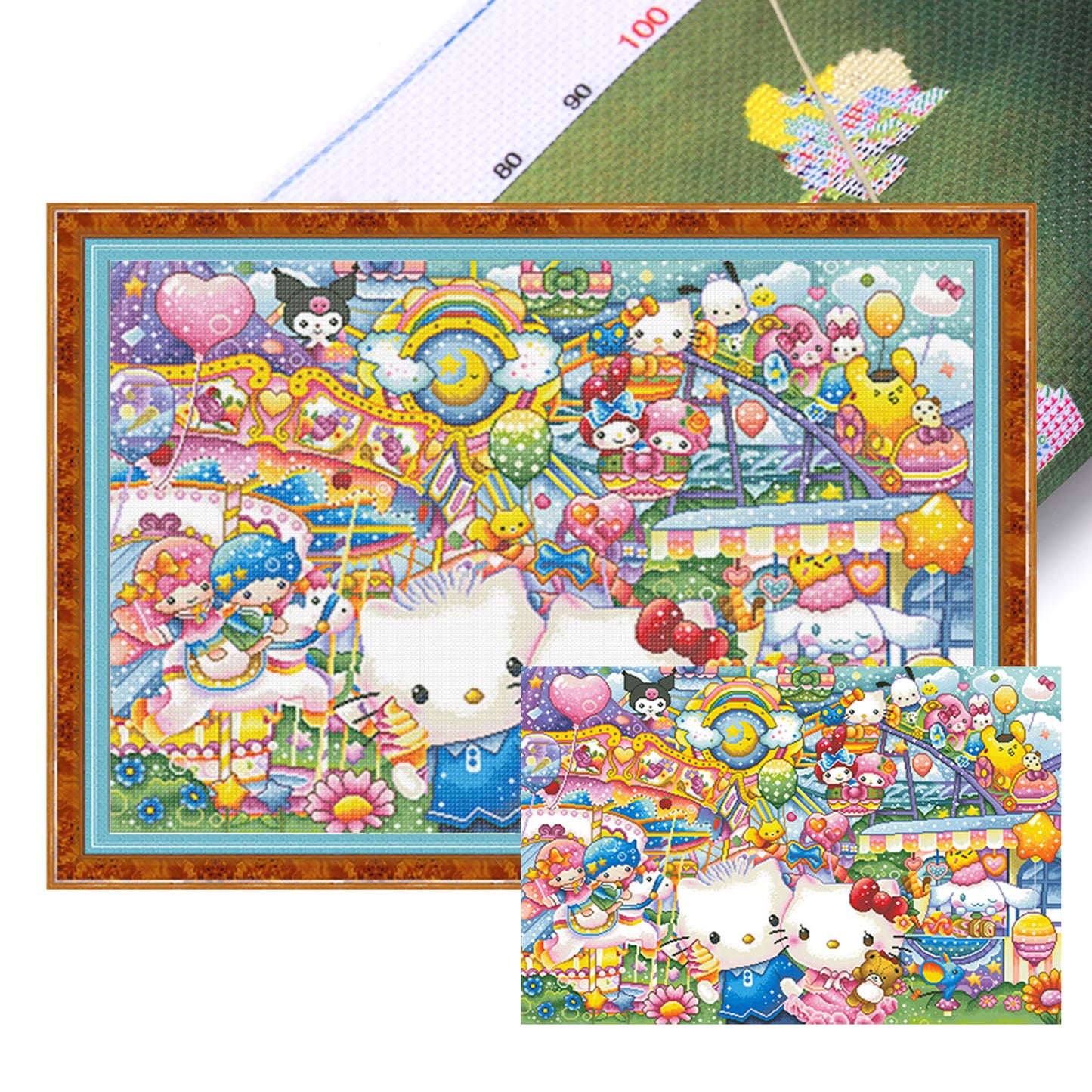 Kitty Amusement Park - 11CT Stamped Cross Stitch 110*78CM (Mona Lisa Brand)