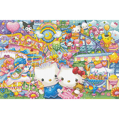 Kitty Amusement Park - 11CT Stamped Cross Stitch 110*78CM (Mona Lisa Brand)