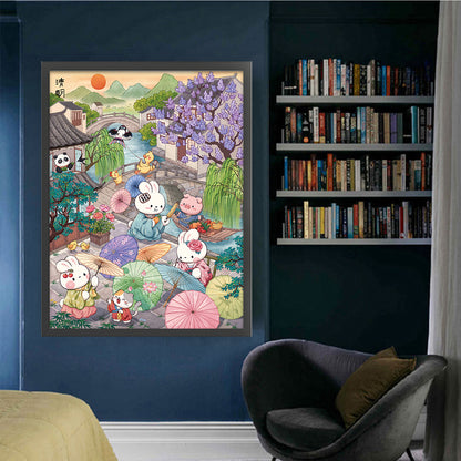 Qingming Rabbit - 11CT Stamped Cross Stitch 55*70CM (Mona Lisa Brand)