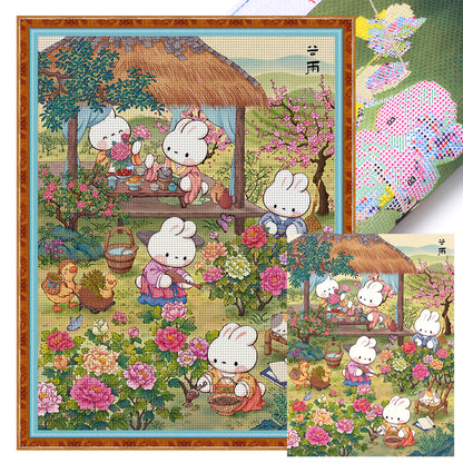 Grain Rain Rabbit - 11CT Stamped Cross Stitch 55*70CM (Mona Lisa Brand)