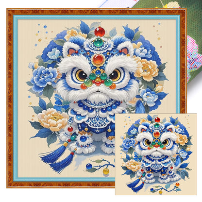 Auspicious Lion Brings Good Fortune - 11CT Stamped Cross Stitch 50*50CM(Mona Lisa Brand)