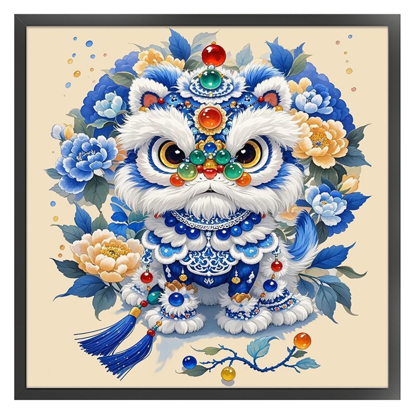 Auspicious Lion Brings Good Fortune - 11CT Stamped Cross Stitch 50*50CM(Mona Lisa Brand)