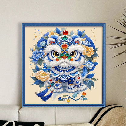 Auspicious Lion Brings Good Fortune - 11CT Stamped Cross Stitch 50*50CM(Mona Lisa Brand)